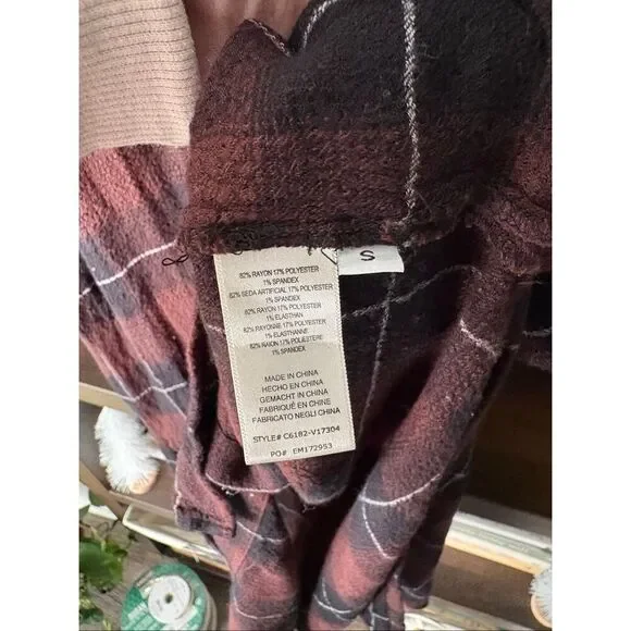 Cloth & Stone Anthropologie Plaid Button Front Midi Shirt Dress Size Small - Picture 6 of 6